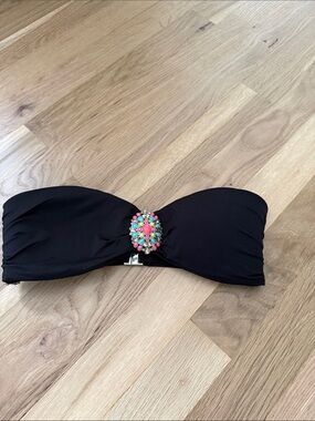 Victoria’s Secret Black Bandeau Bikini Top with Multicolor Gem Accent